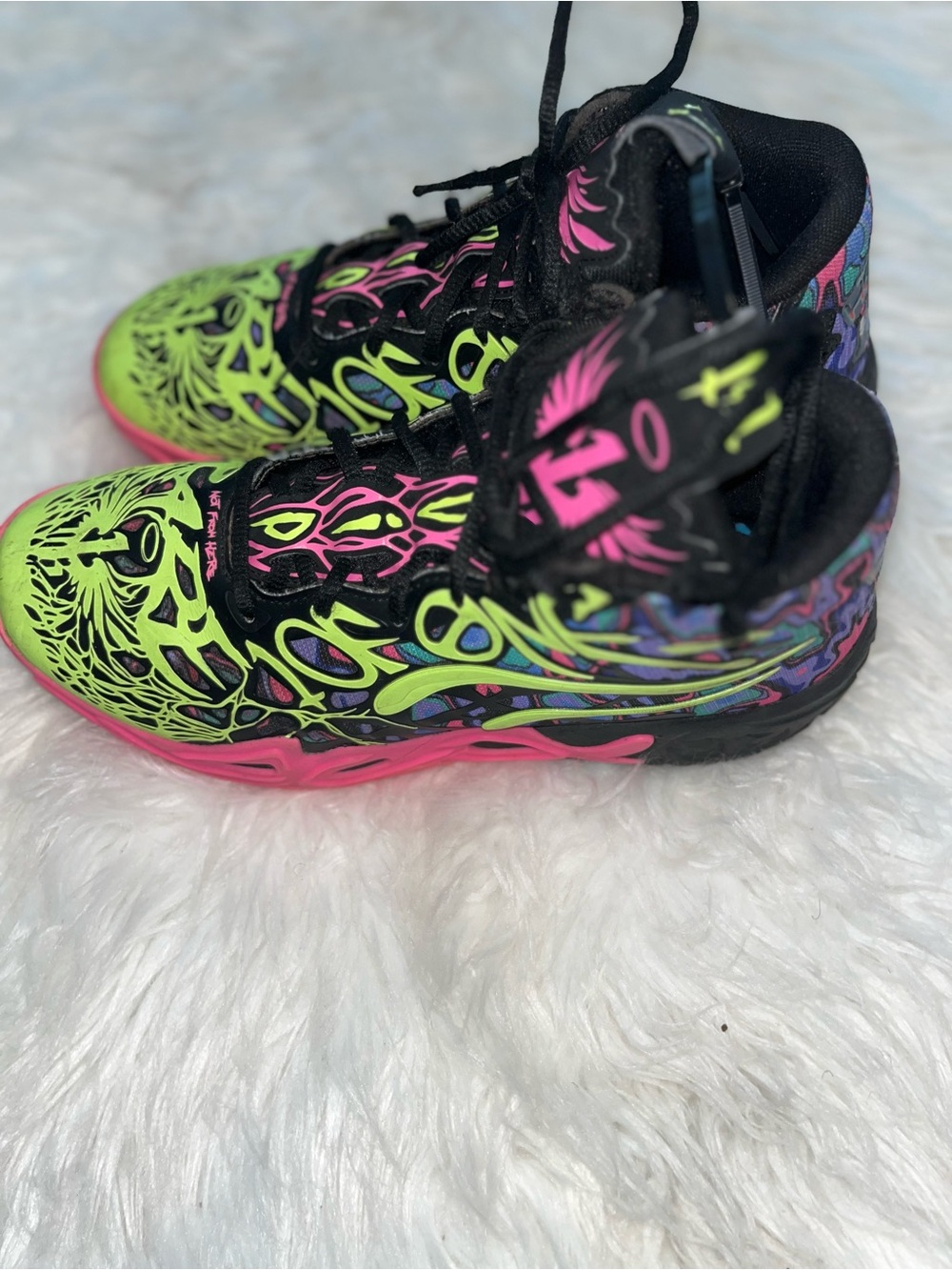 Puma Neon Green, Pink & Black Athletic Sneakers
